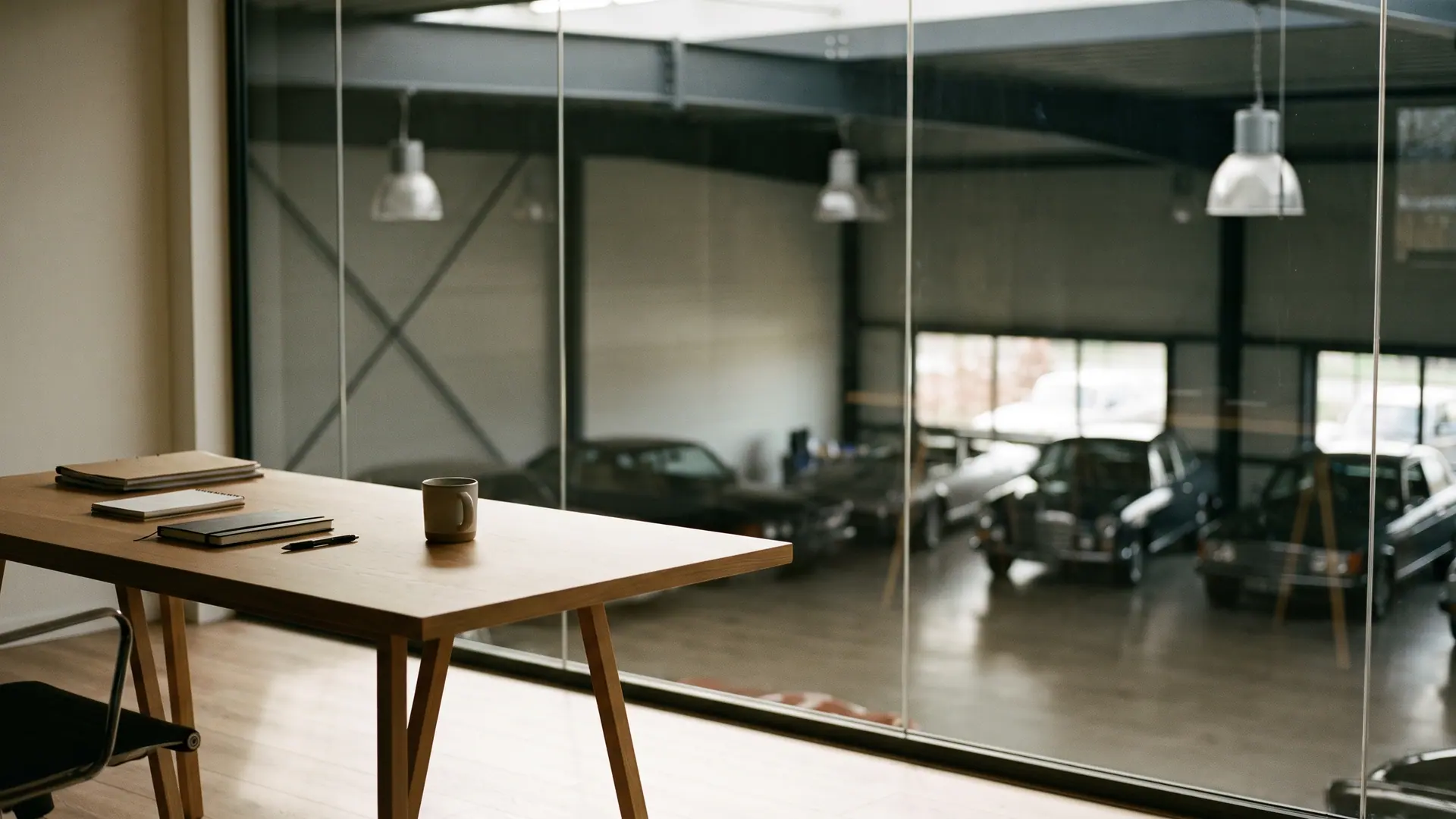 A private office suite with a glass wall over the collection at The Collective in Gallatin